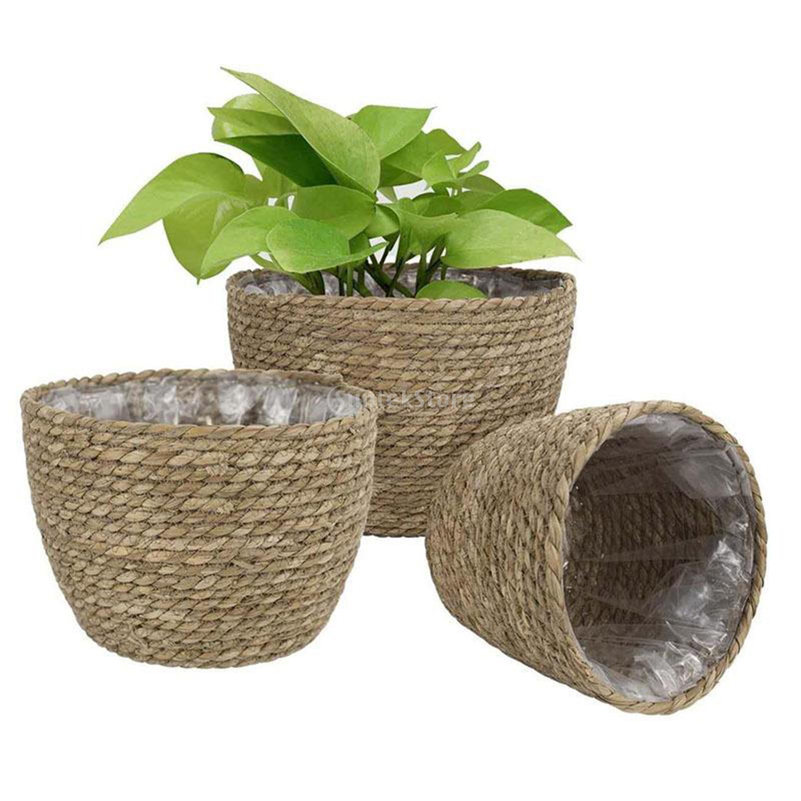 Cache pot de fleurs en rotin naturel