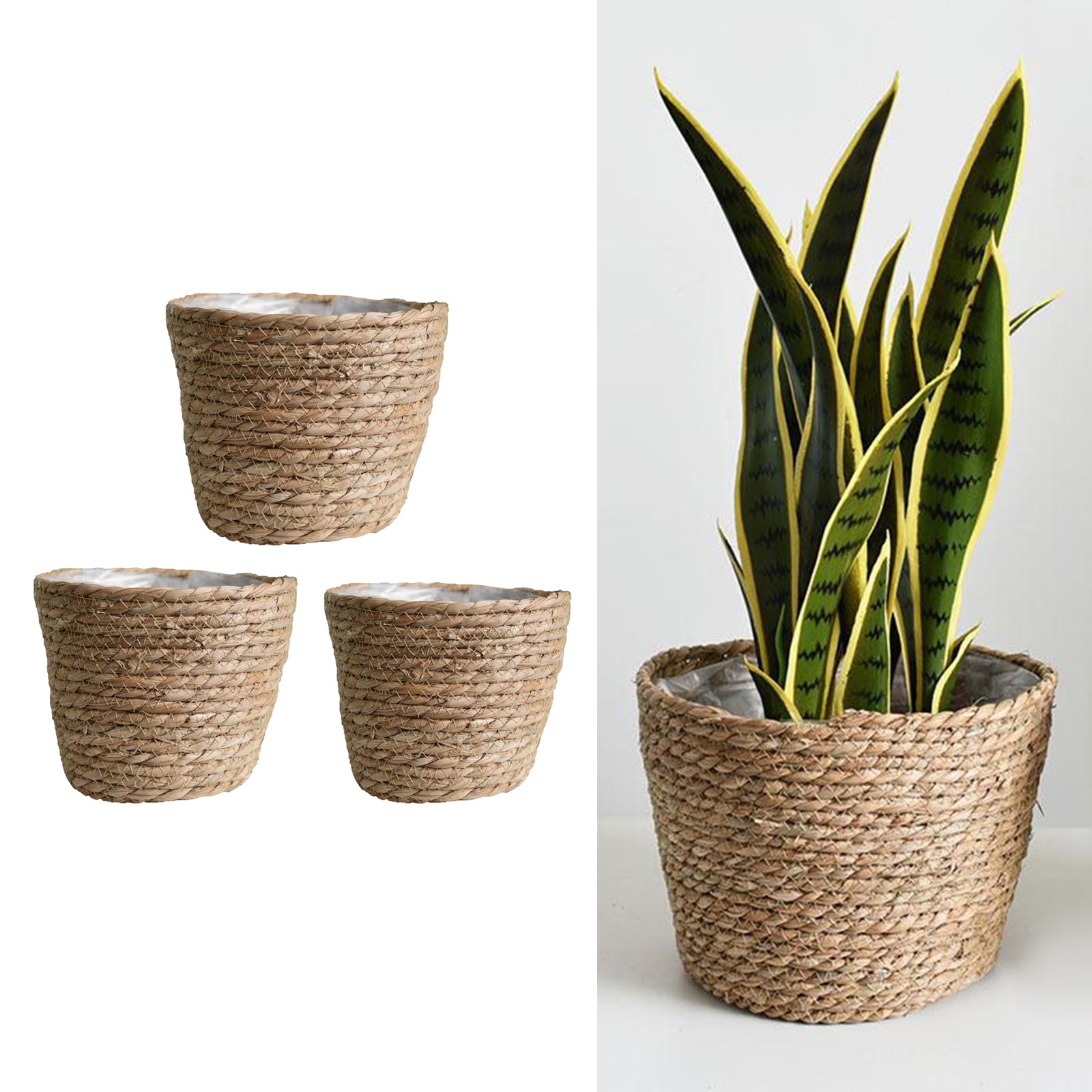 Cache pot de fleurs en rotin naturel