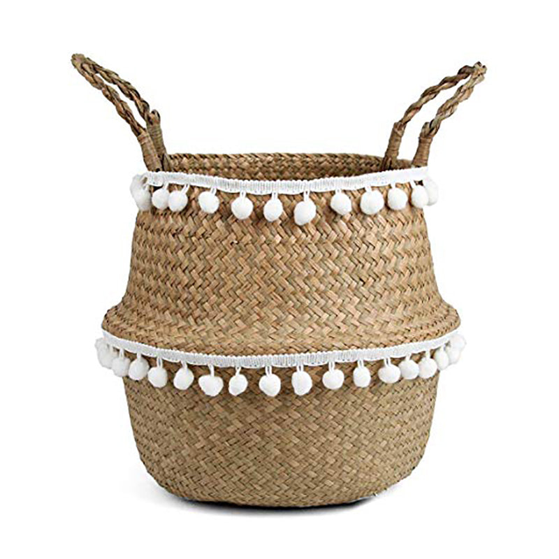 Cache pot en rotin avec dentelle style nordique