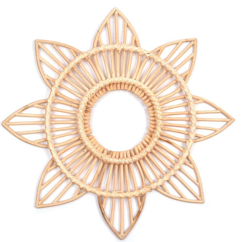 Cadre en rotin à motif soleil