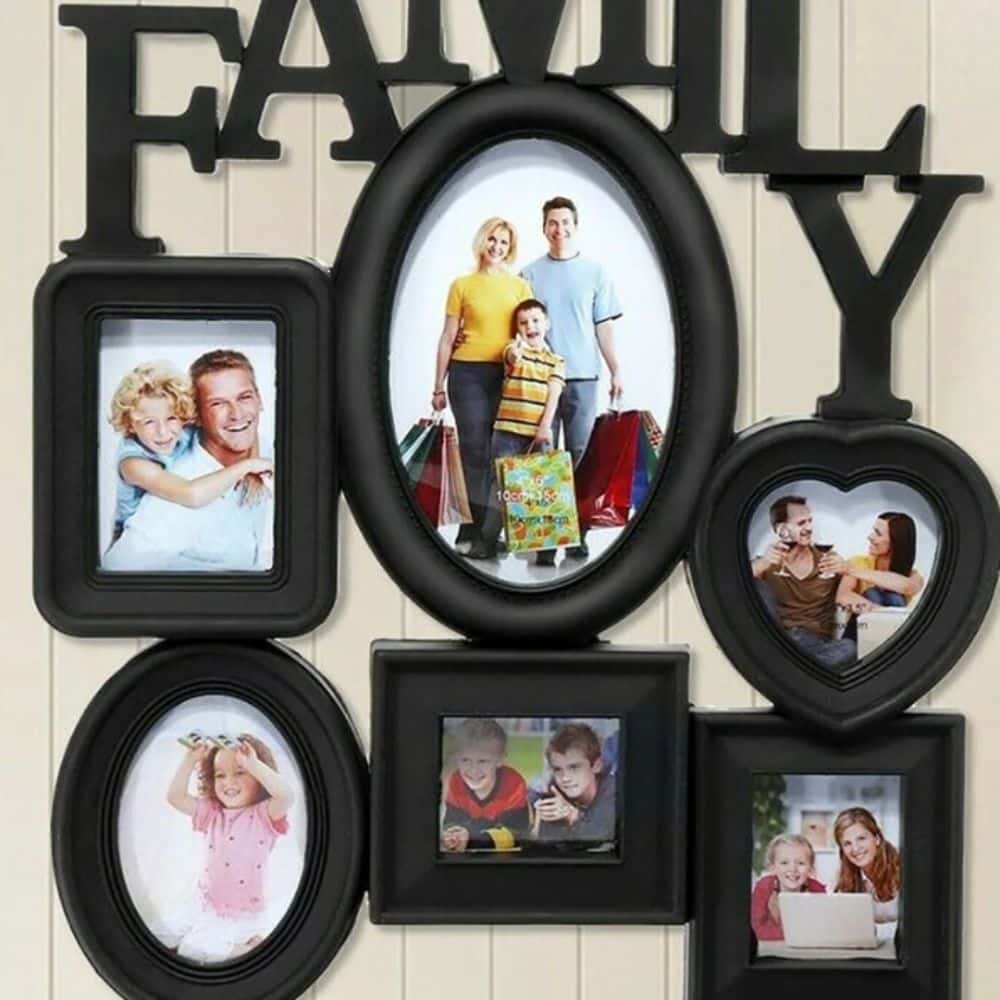 Cadre Mural Familial 6 Photos en Bois