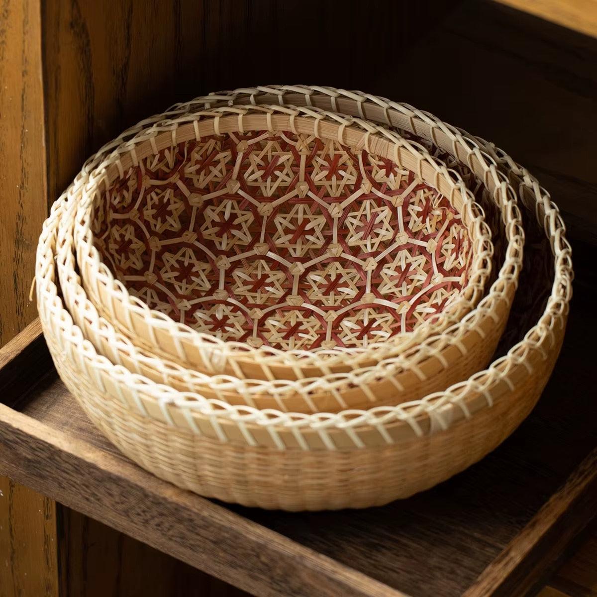 Corbeille Rotin Ronde et Rétro