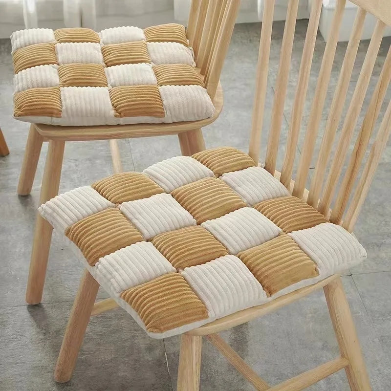 Coussin Chaise Rotin Carré avec Motifs à Carreaux