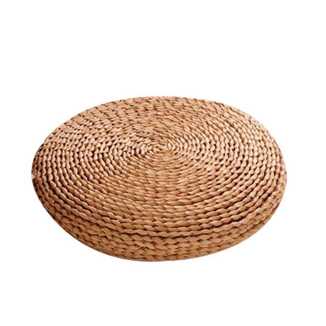 Coussin circulaire en rotin foncé