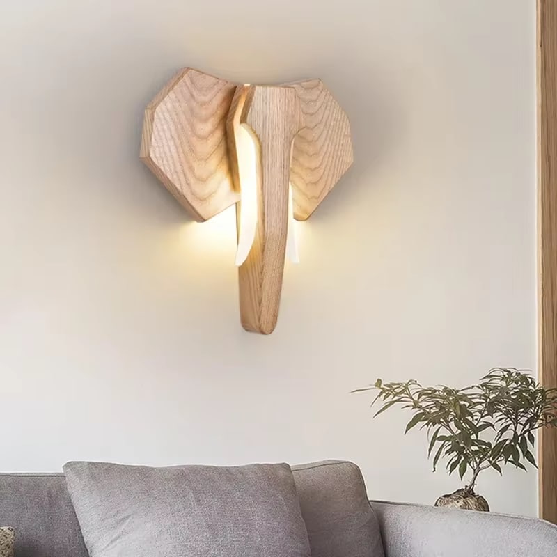 Décoration Murale Tête d’Éléphant en Bois
