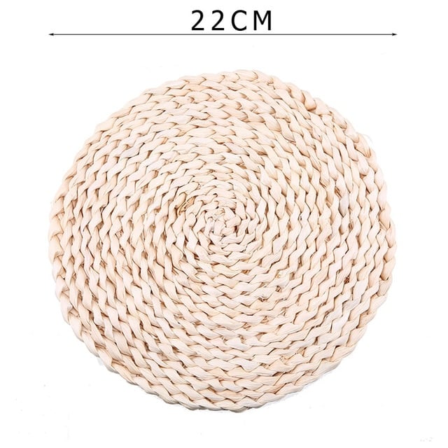 Dessous de plat rond en rotin tissé
