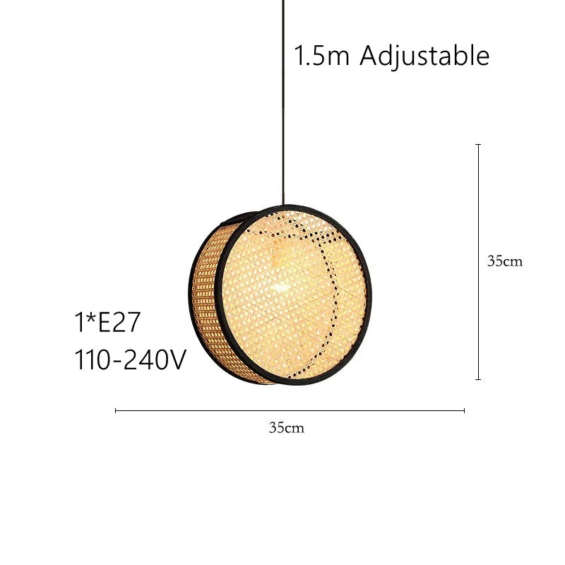 Suspension rotin cannage disque rond noir | Orba