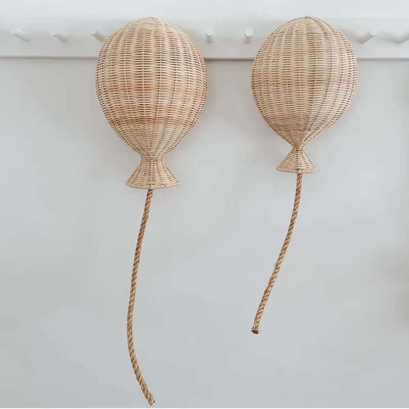Ensemble de 2 Accessoires en Rotin en Forme de Ballons