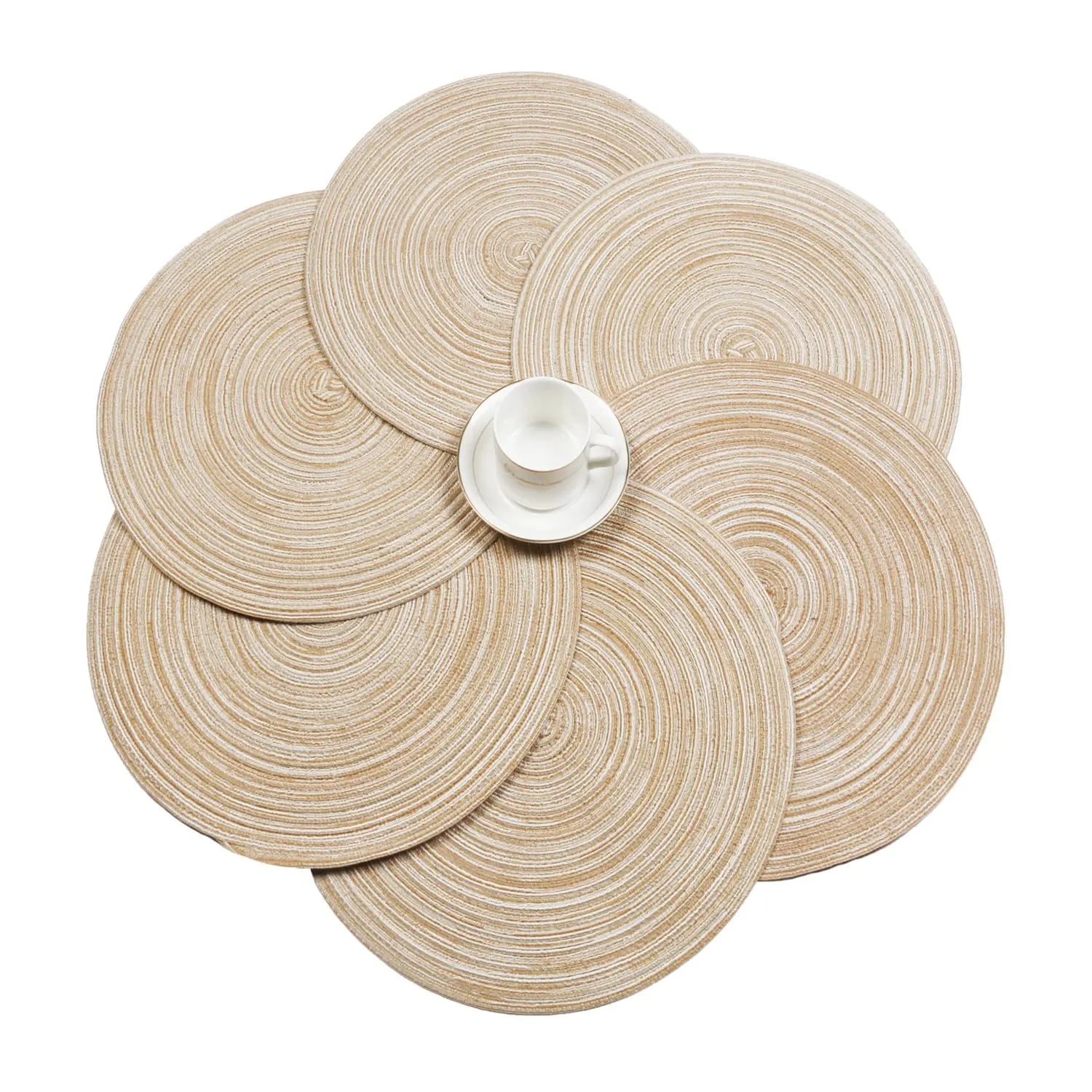Ensemble de Six Sets de Table Effet Rotin Tressés