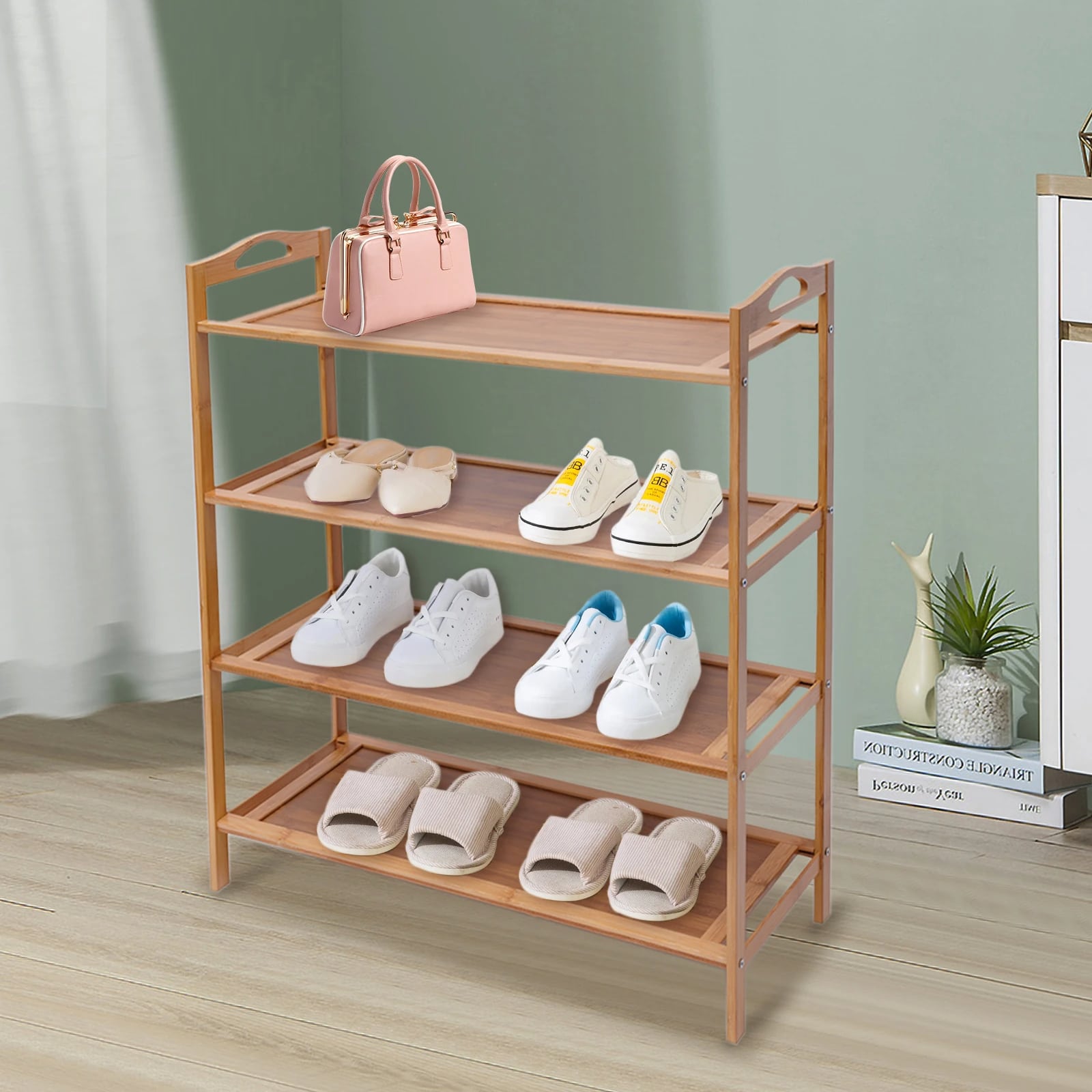 Étagère Bambou pour Chaussures à Quatre Niveaux