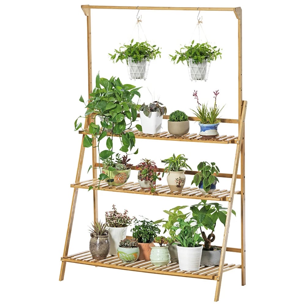 Étagère Bambou Pliante pour Pots de Fleurs
