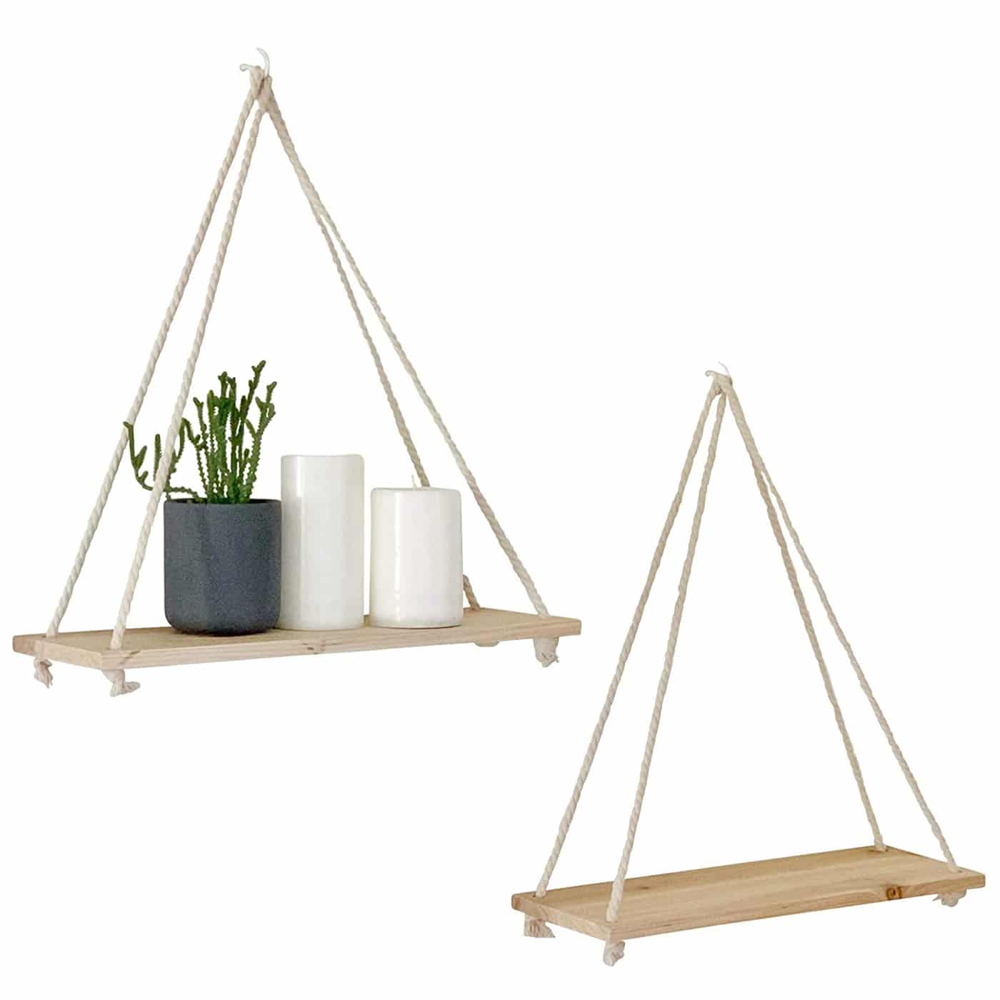 Étagère Bois Simple et Flottante avec Corde