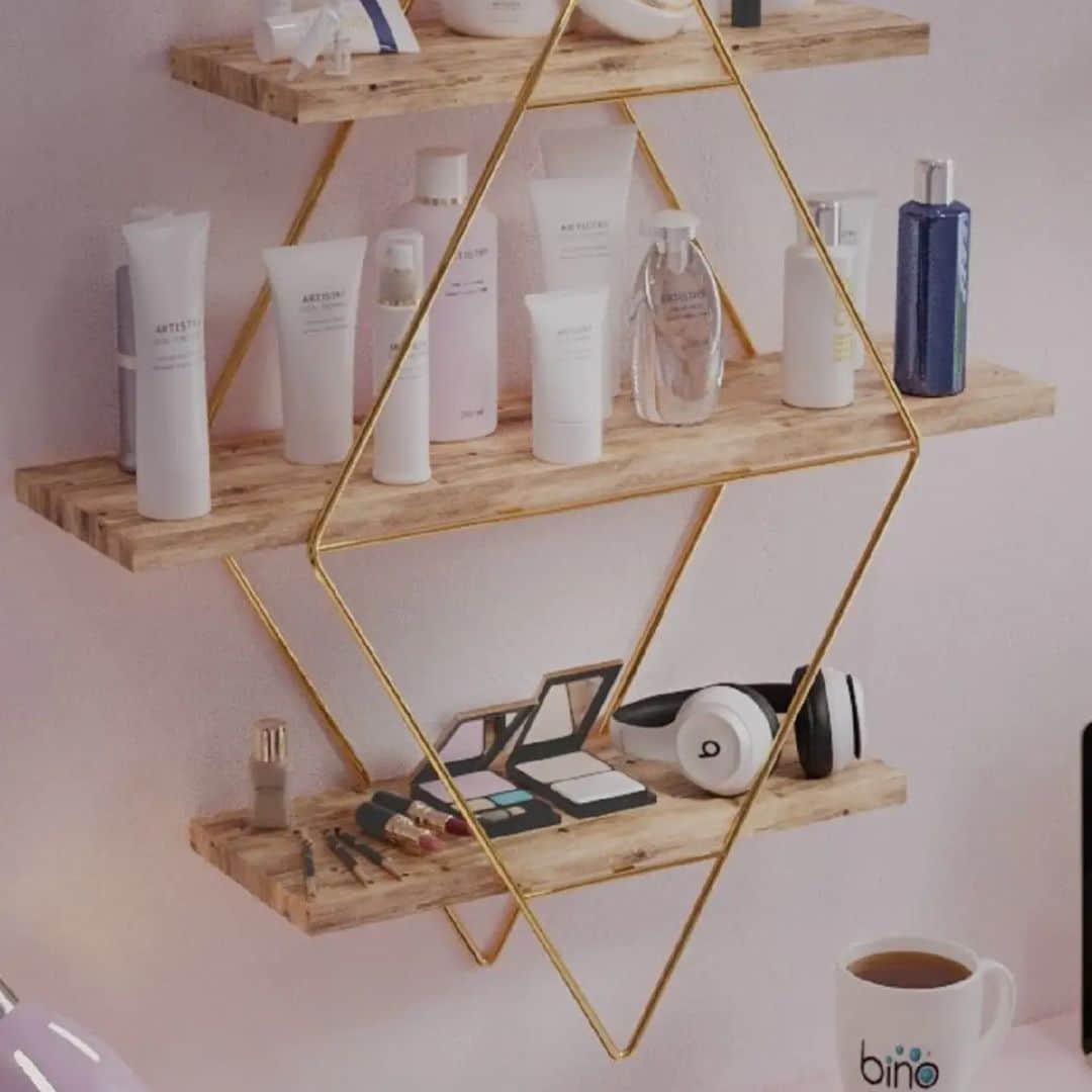 Étagère Murale Bois à Trois Niveaux