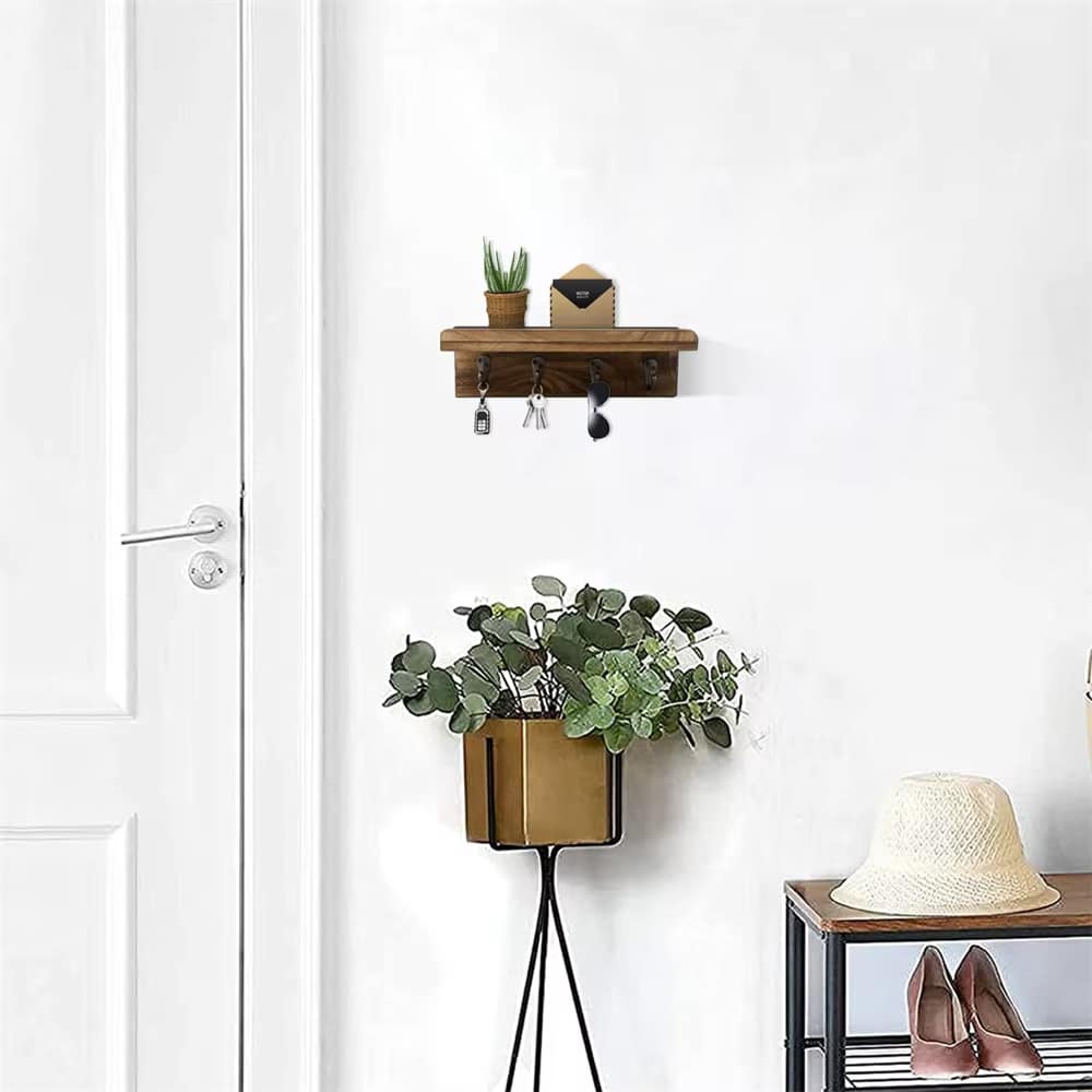 Étagère Murale Porte Clés en Bois
