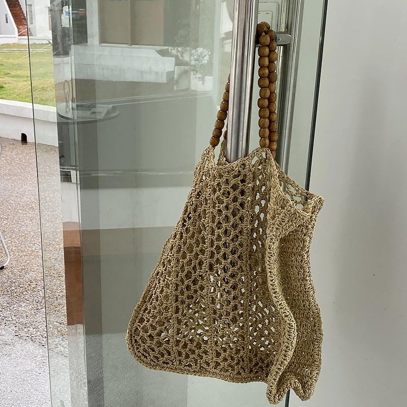 Grand sac fourre-tout d'été en paille pour femmes