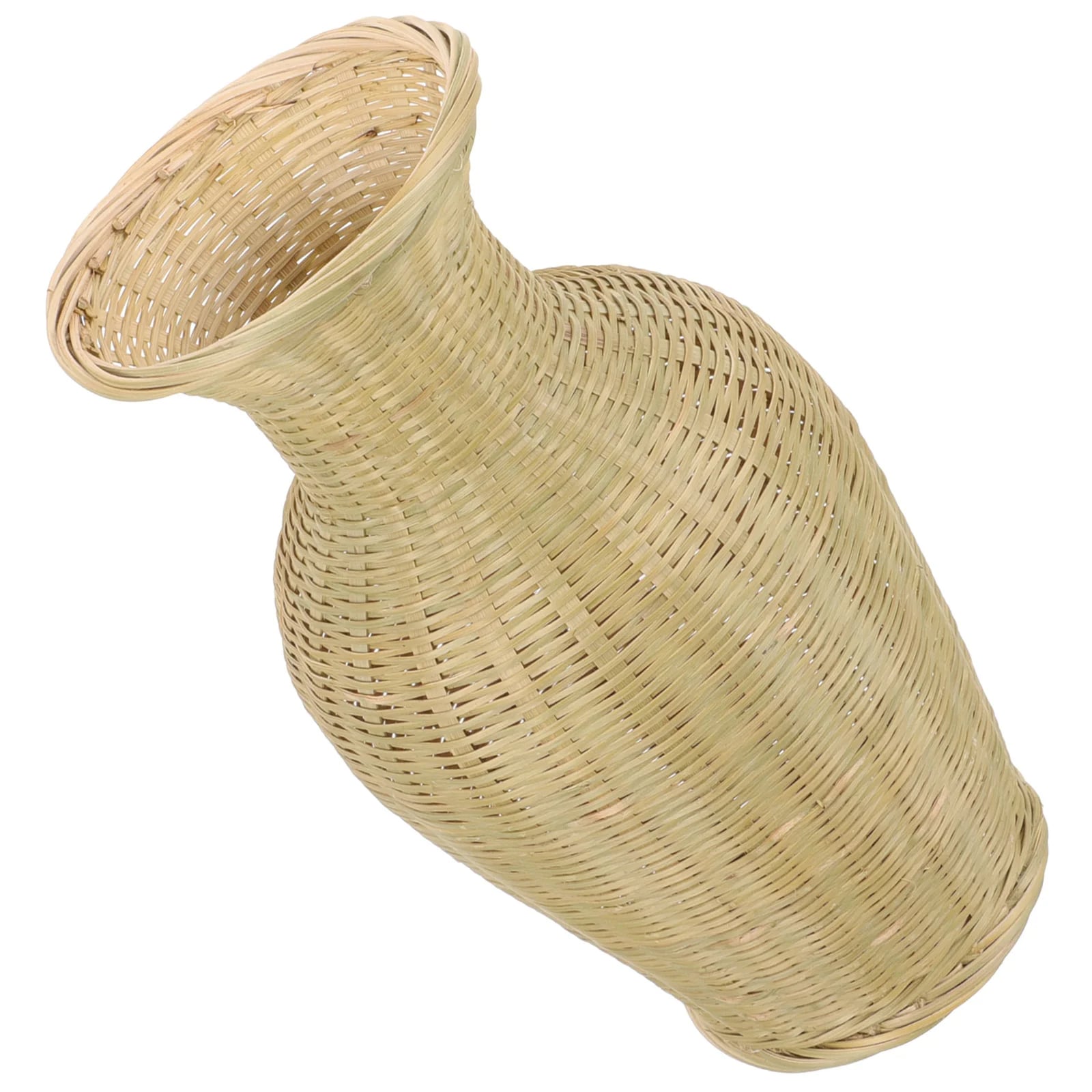 Grand Vase Effet Osier Beige et Décoratif