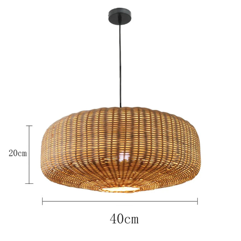 Suspension rotin forme tambour tressé naturel | Rondo