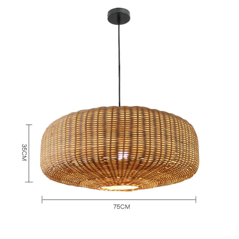 Suspension rotin forme tambour tressé naturel | Rondo