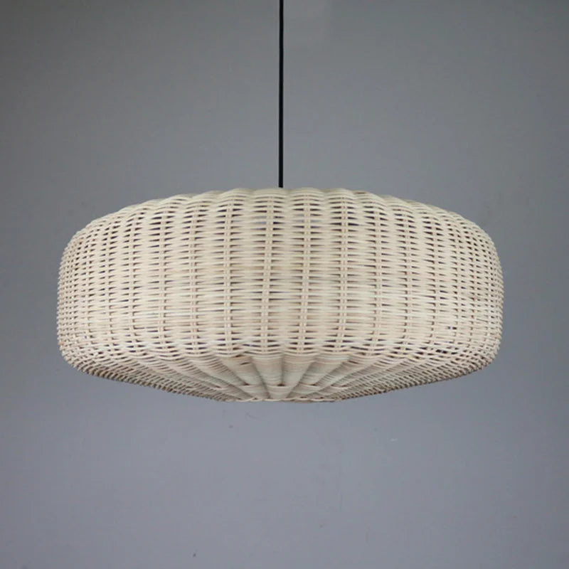 Suspension rotin forme tambour tressé naturel | Rondo