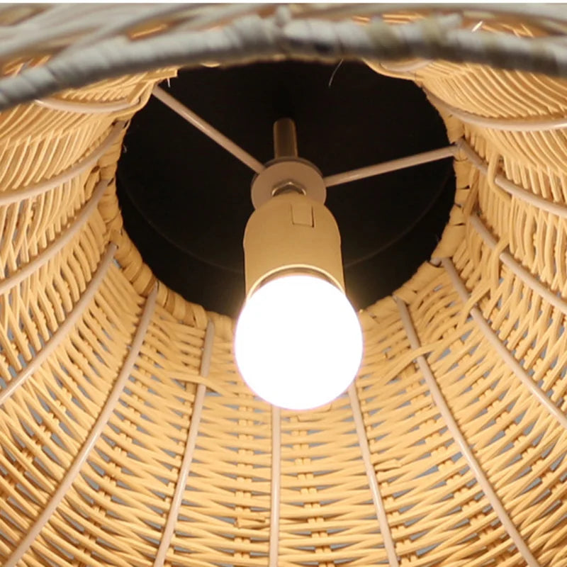 Suspension rotin forme tambour tressé naturel | Rondo