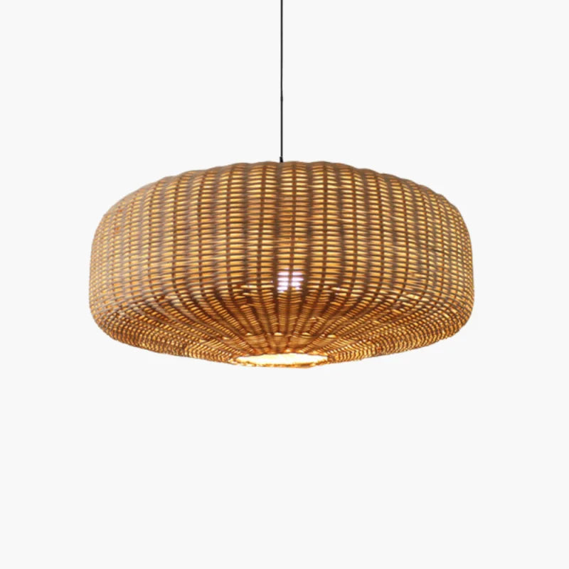 Suspension rotin forme tambour tressé naturel | Rondo