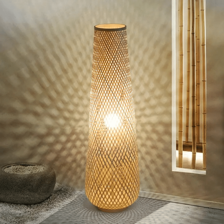 Lampadaire Effet Osier Autoportant Style Nordique