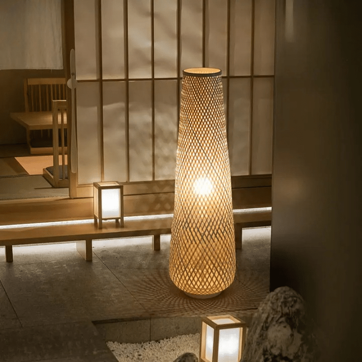 Lampadaire Effet Osier Autoportant Style Nordique