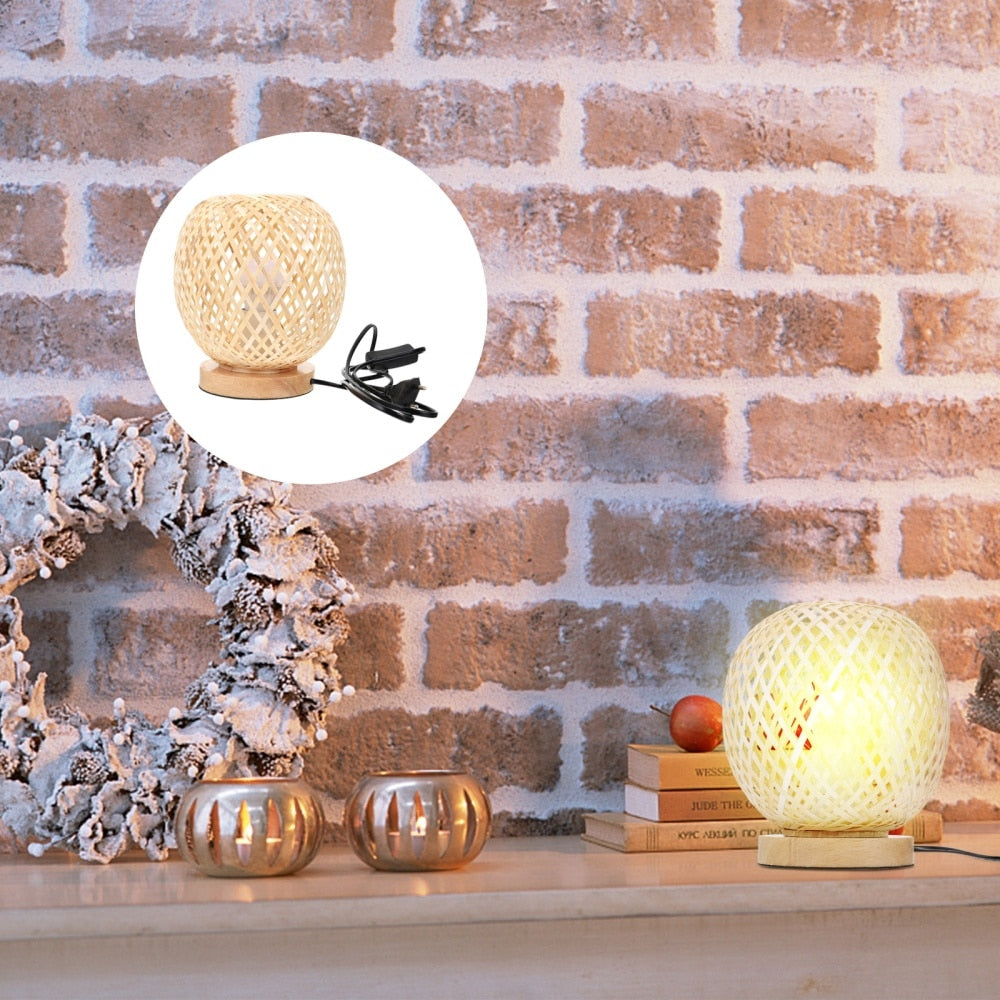 Lampe de chevet en rotin ronde