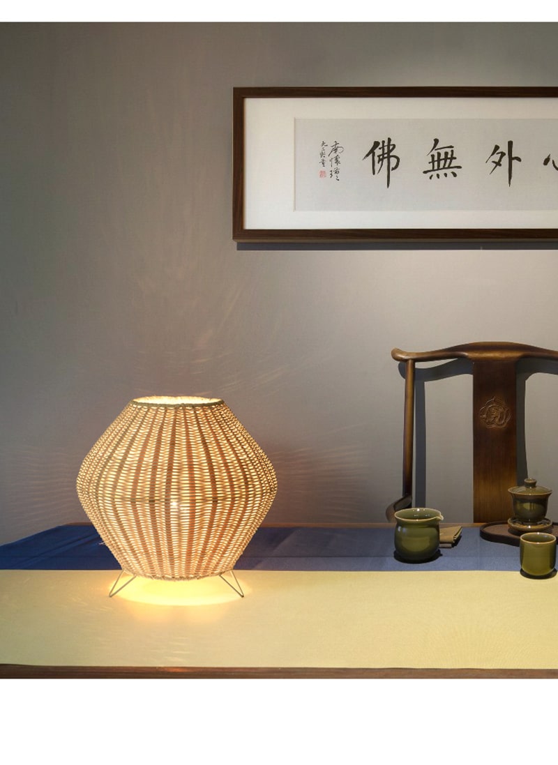 Lampe de table en bambou style pastoral chinois faite à la main