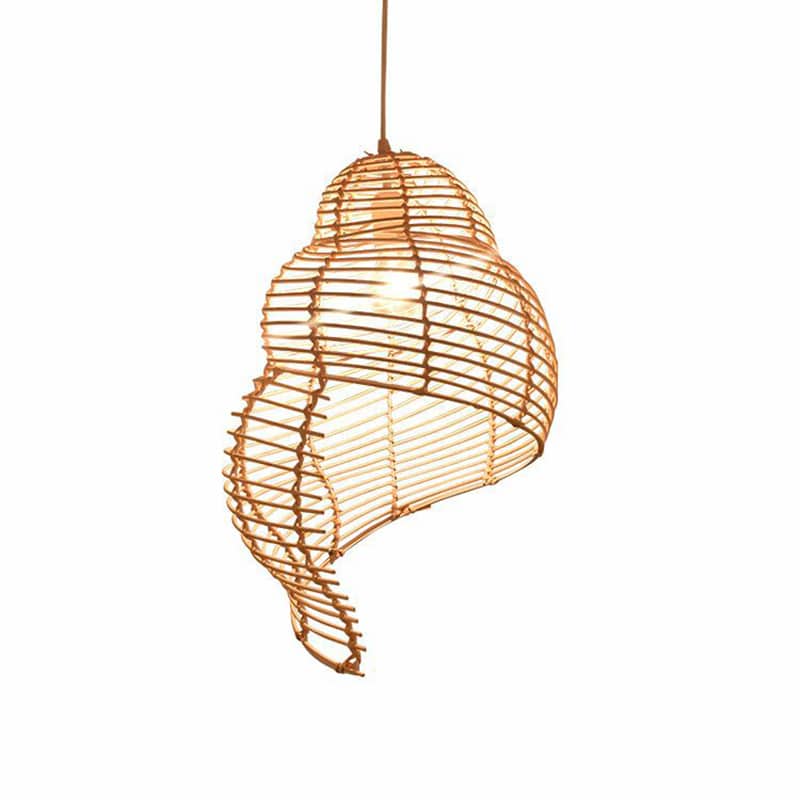 Lampe en rotin beige de conque style pastoral vintage