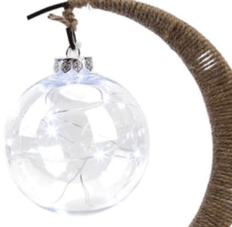 Lampe en rotin en forme de lune argentée