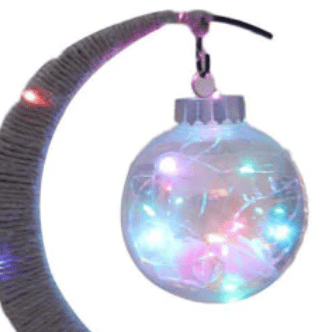 Lampe en rotin USB en forme de lune multicolore