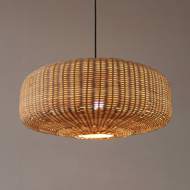 Lampe suspendue chinoise en rotin au design rétro faite à la main