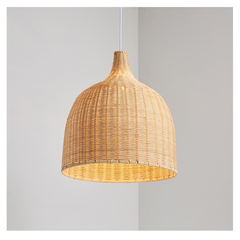 Lampe suspendue japonaise en rotin