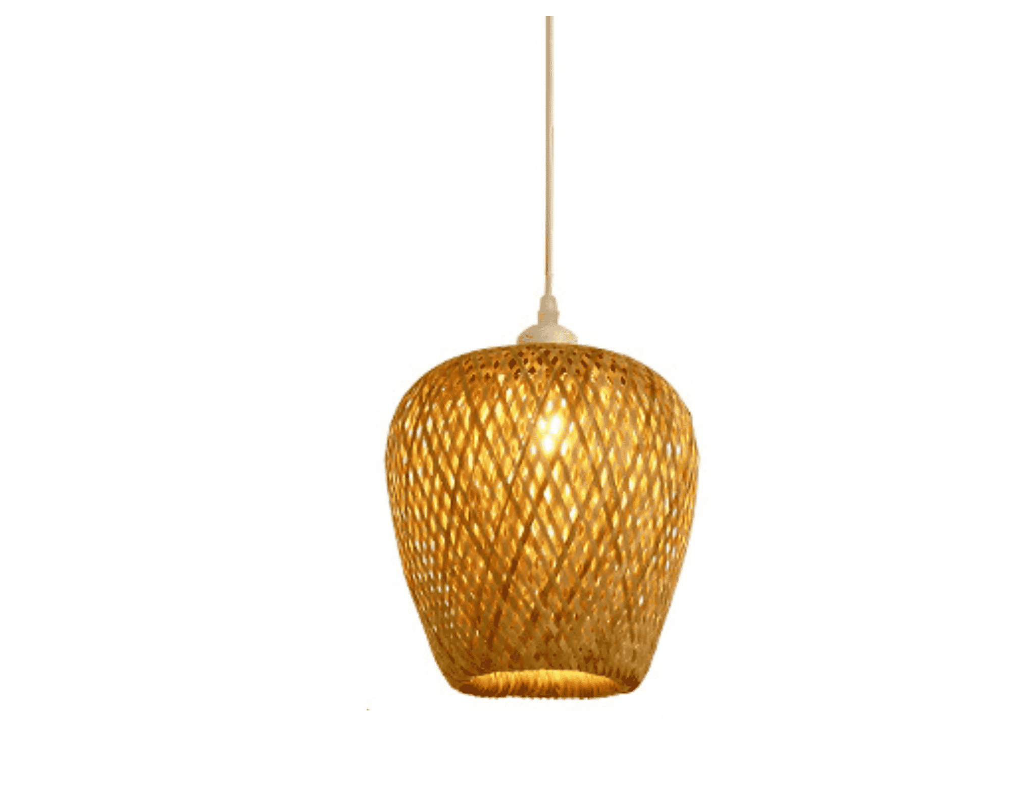 Lampe suspendue rustique en rotin forme tulipe