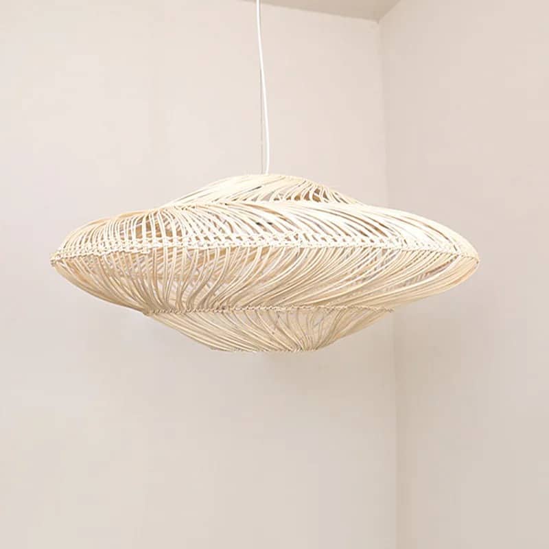 Lampe suspension rotin style chinois créatif