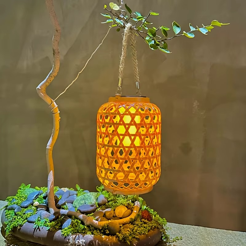 Lanterne Effet Rotin Solaire et Design