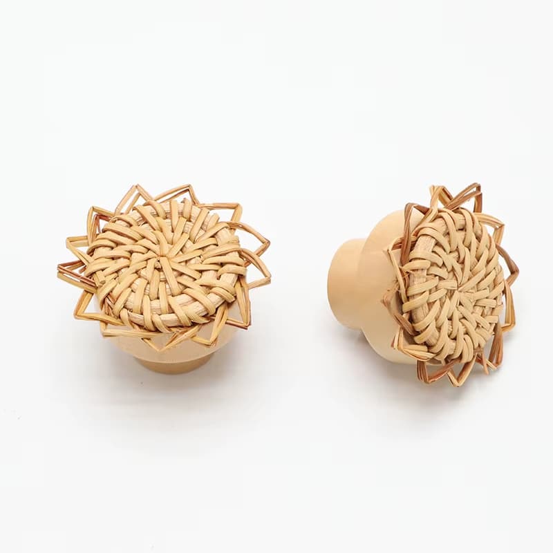 Lot de 2 Poignées Meuble Rotin au Design de Fleur