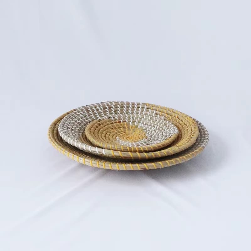 Lot de 3 Assiettes Décoratives en Rotin