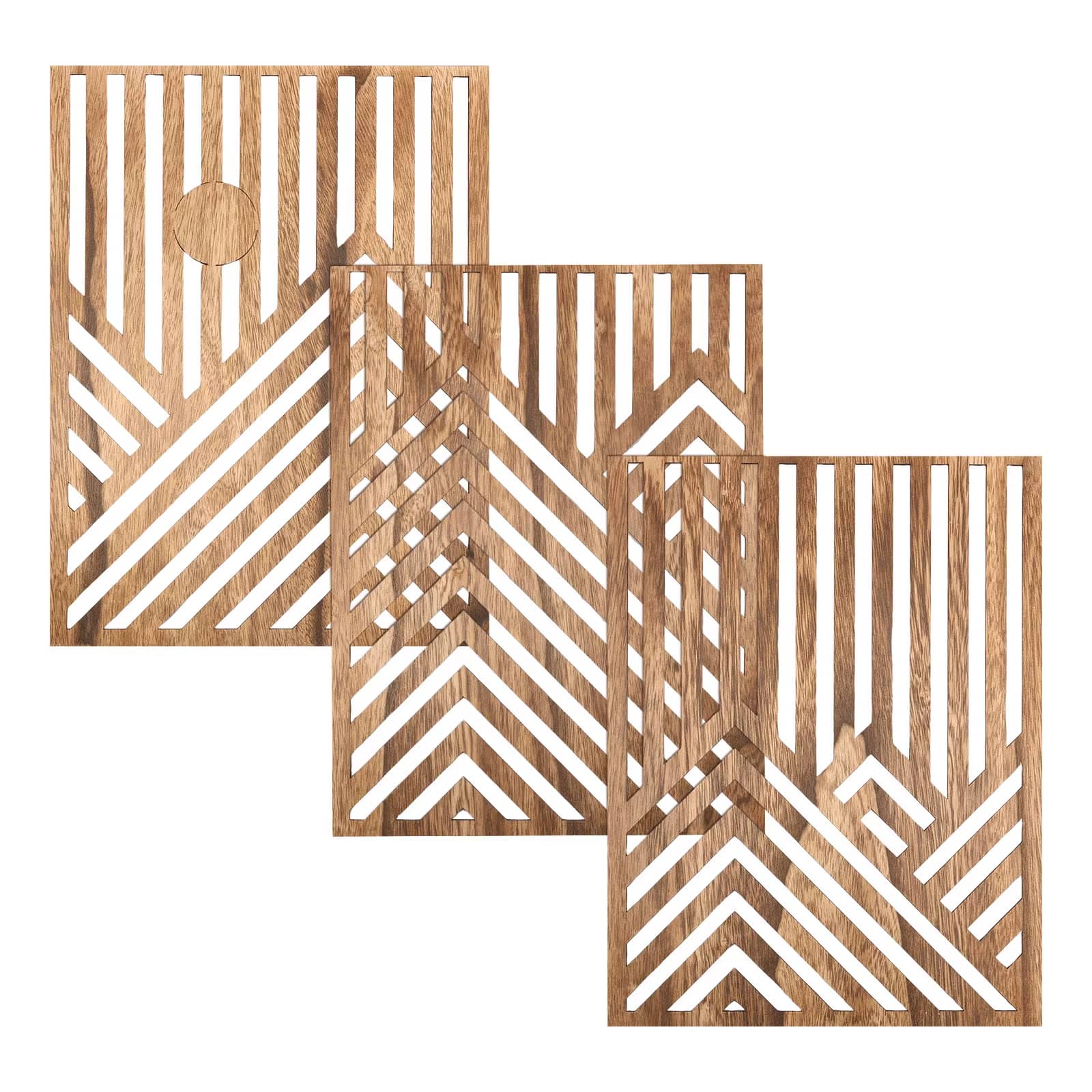 Lot de 3 Sculptures Murales en Bois