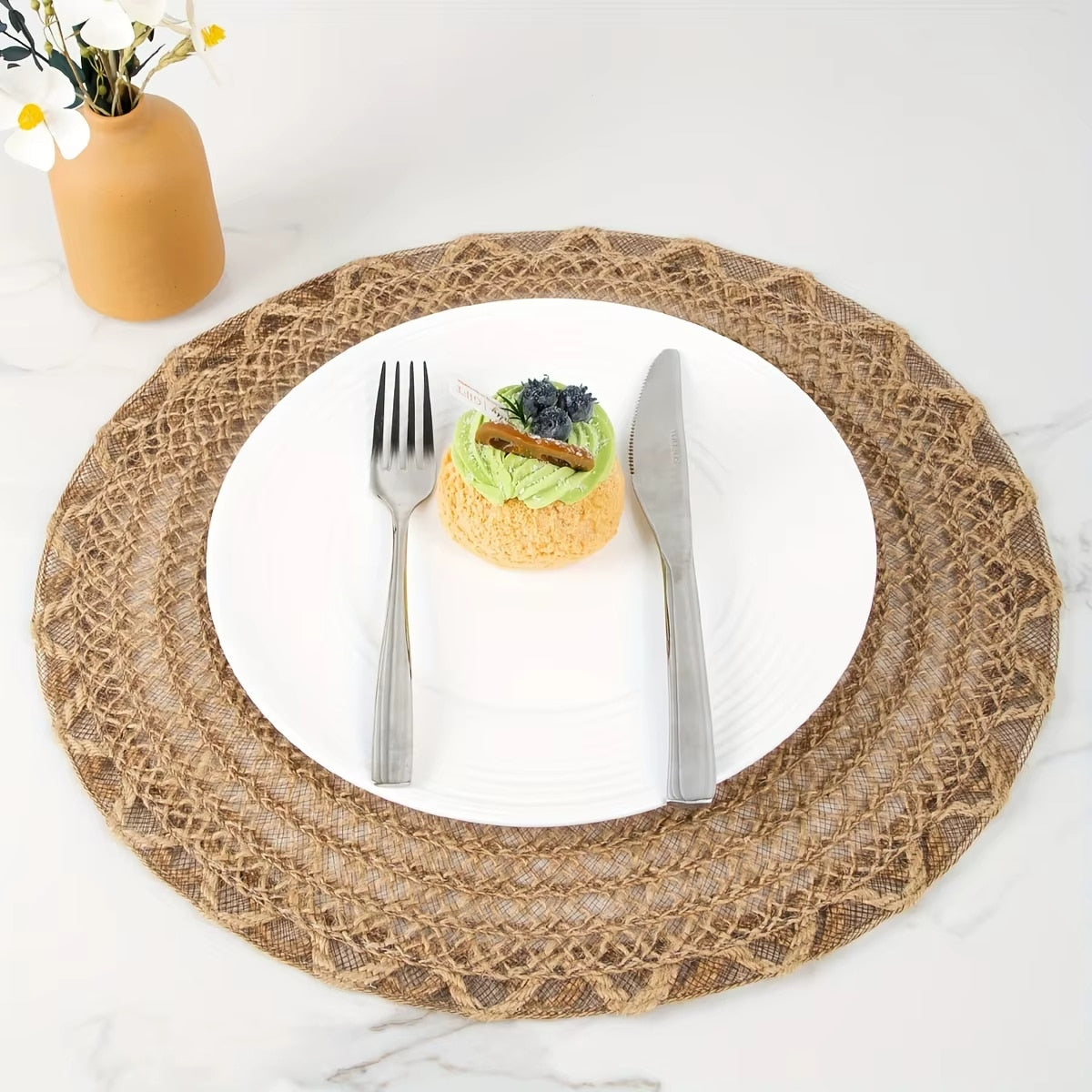 Lot de 4 Sets de Table Effet Paille Ondulés