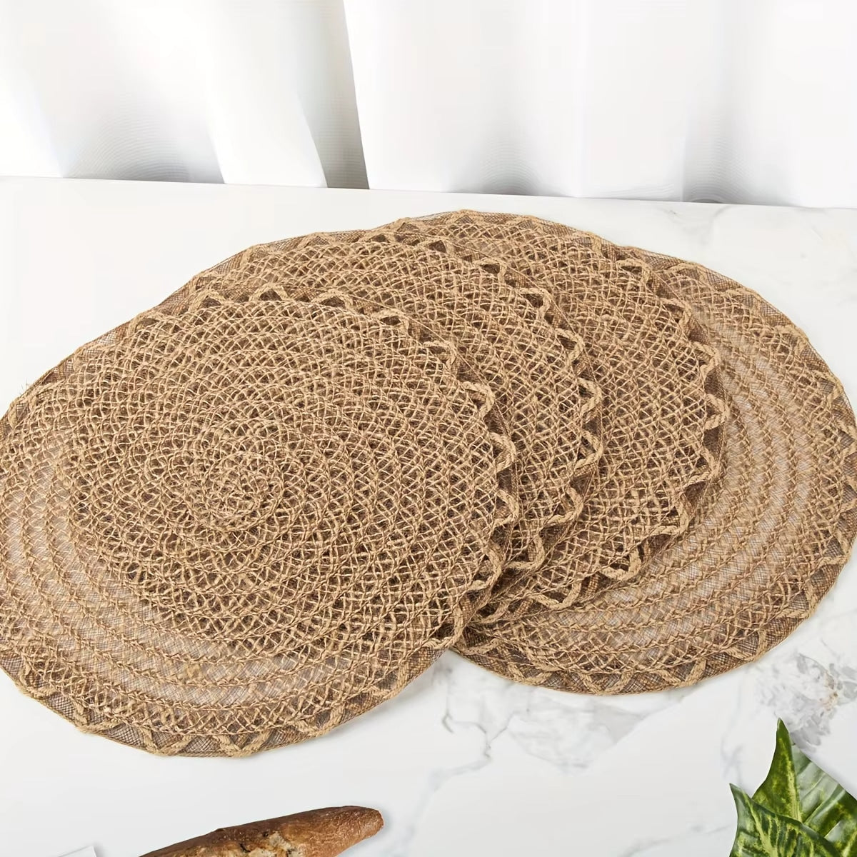 Lot de 4 Sets de Table Effet Paille Ondulés