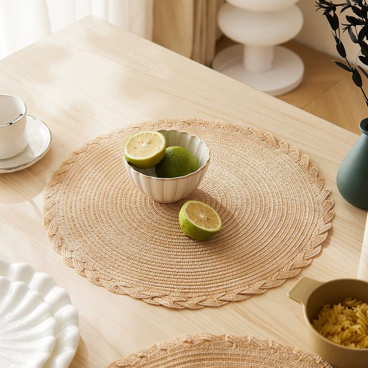 Lot de 4 Sets de Table Effet Paille de Style Japonais