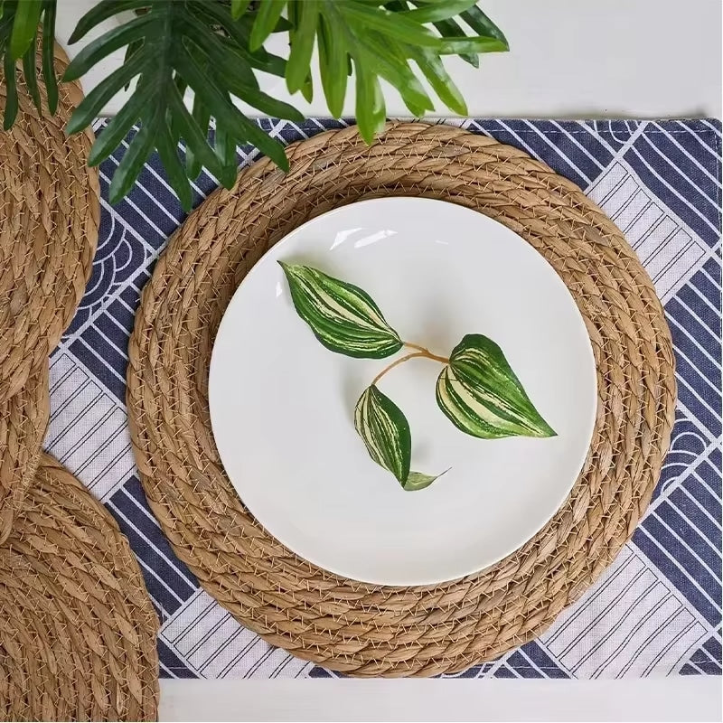 Lot de 6 Sets de Table Paille Ronds et Tressés