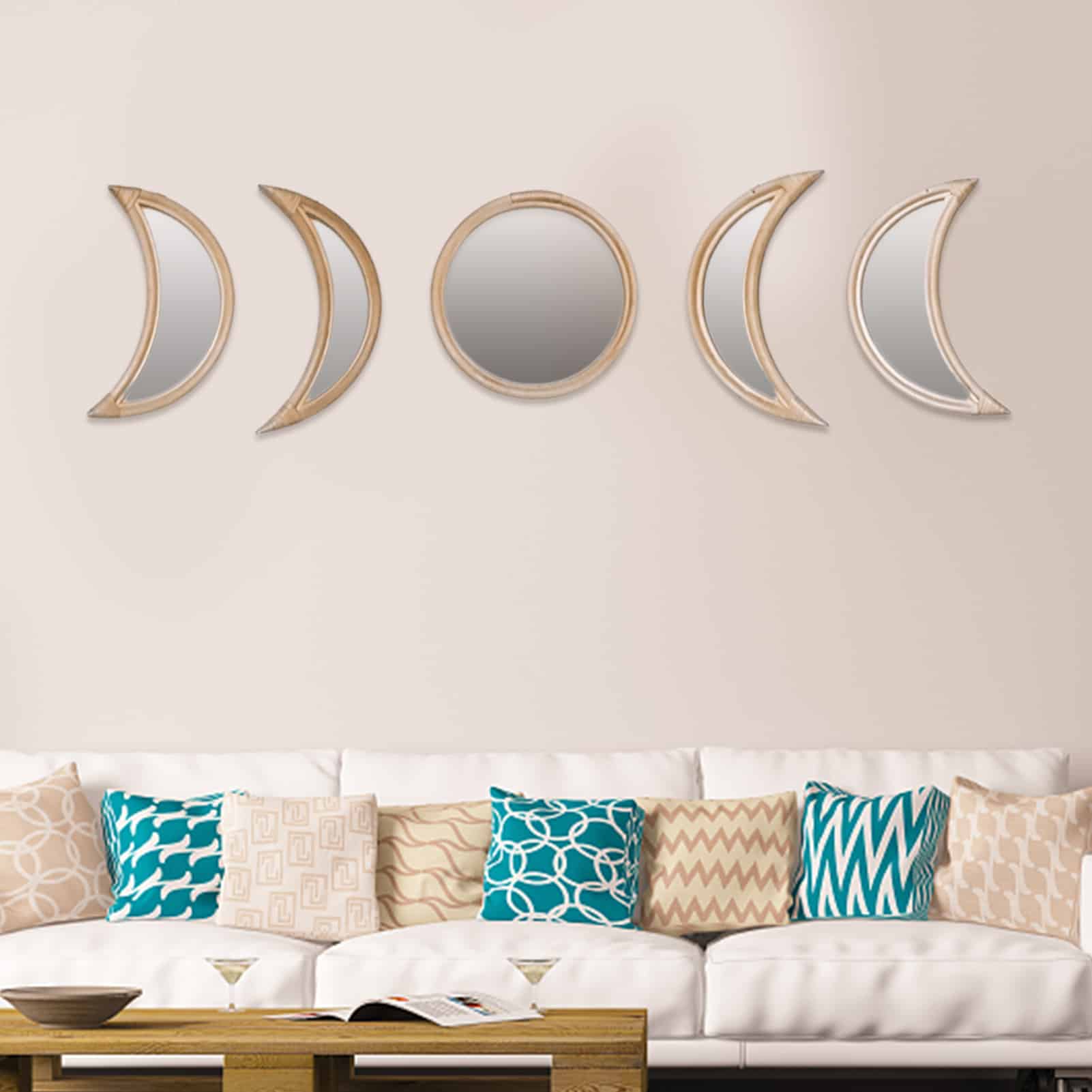 Lot de miroirs décoratifs en rotin