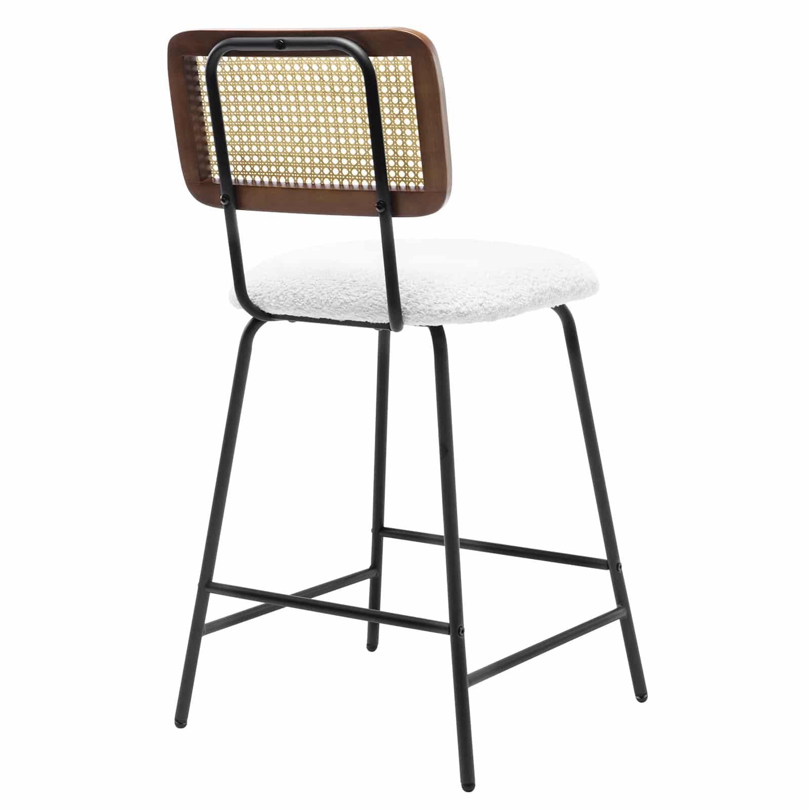 Lot de Deux Tabourets de Bar Effet Rotin avec Assise Rembourrée