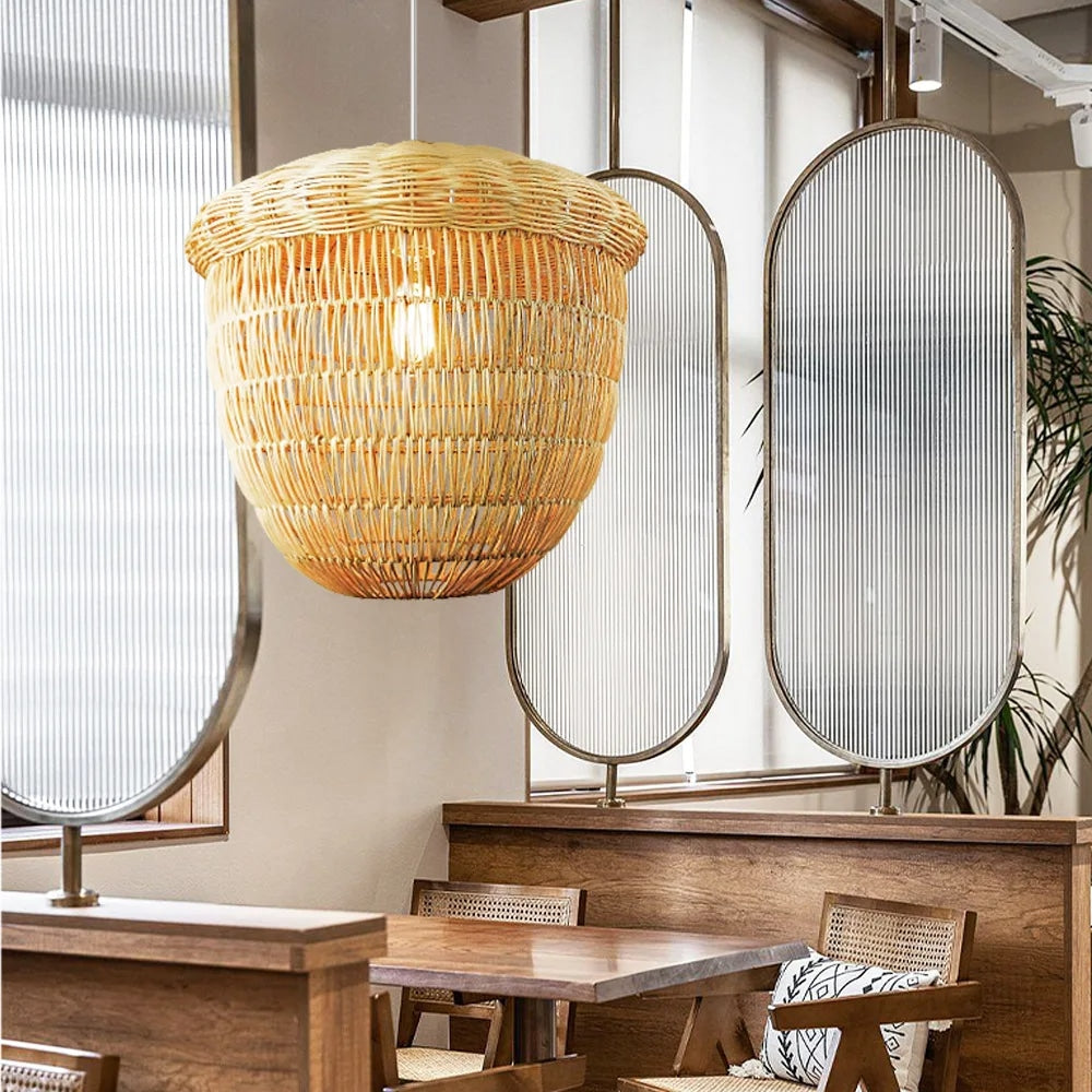 Lustre Bambou en Forme de Noisette