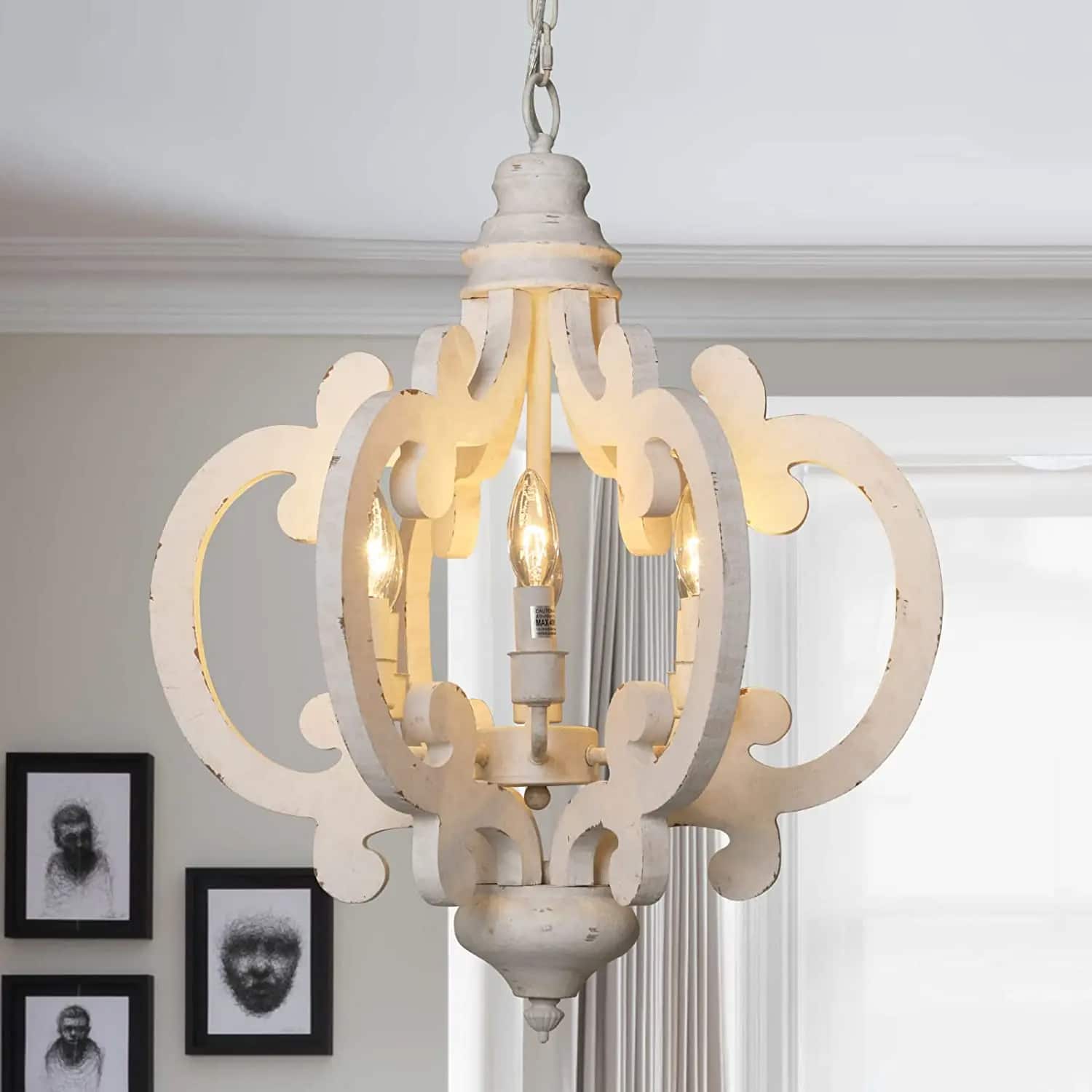 Lustre en Bois LED de Style Rétro