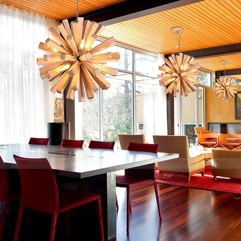 Lustre en Bois Original et Décoratif