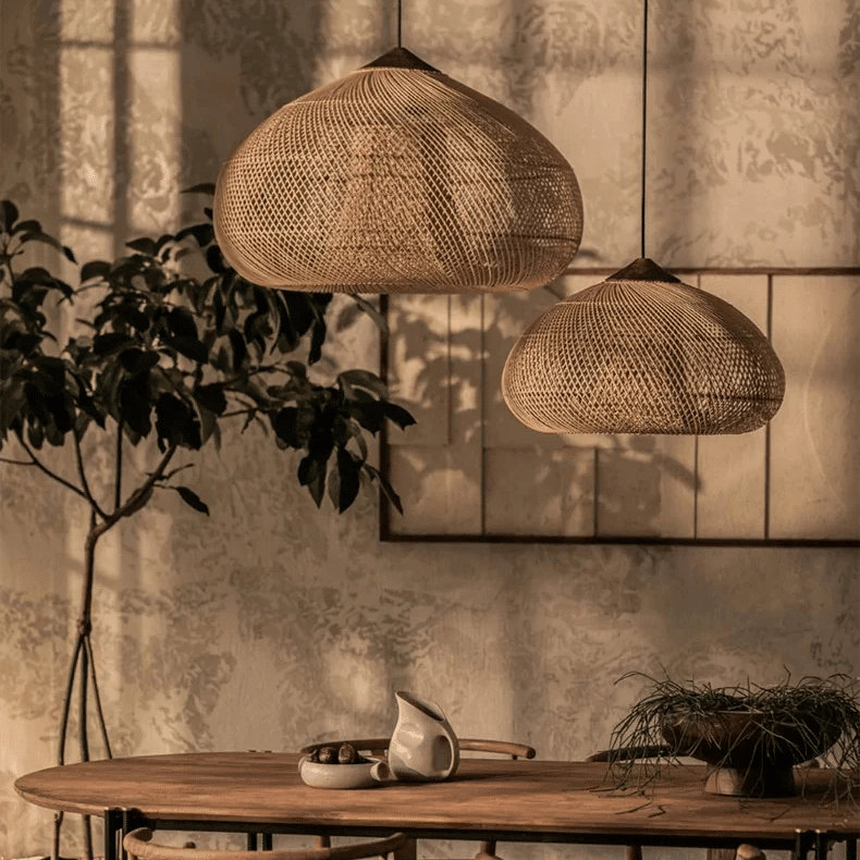 Lustre Effet Paille Tissé au Design Japonais